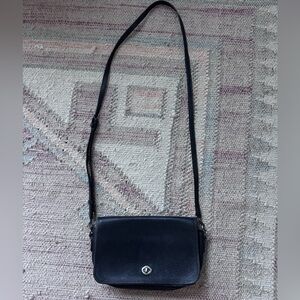 Coach Black Leather Crossbody Bag with Silver-Tone Turnlock